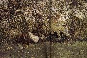 Ilia Efimovich Repin A bench in the returfing Sweden oil painting artist